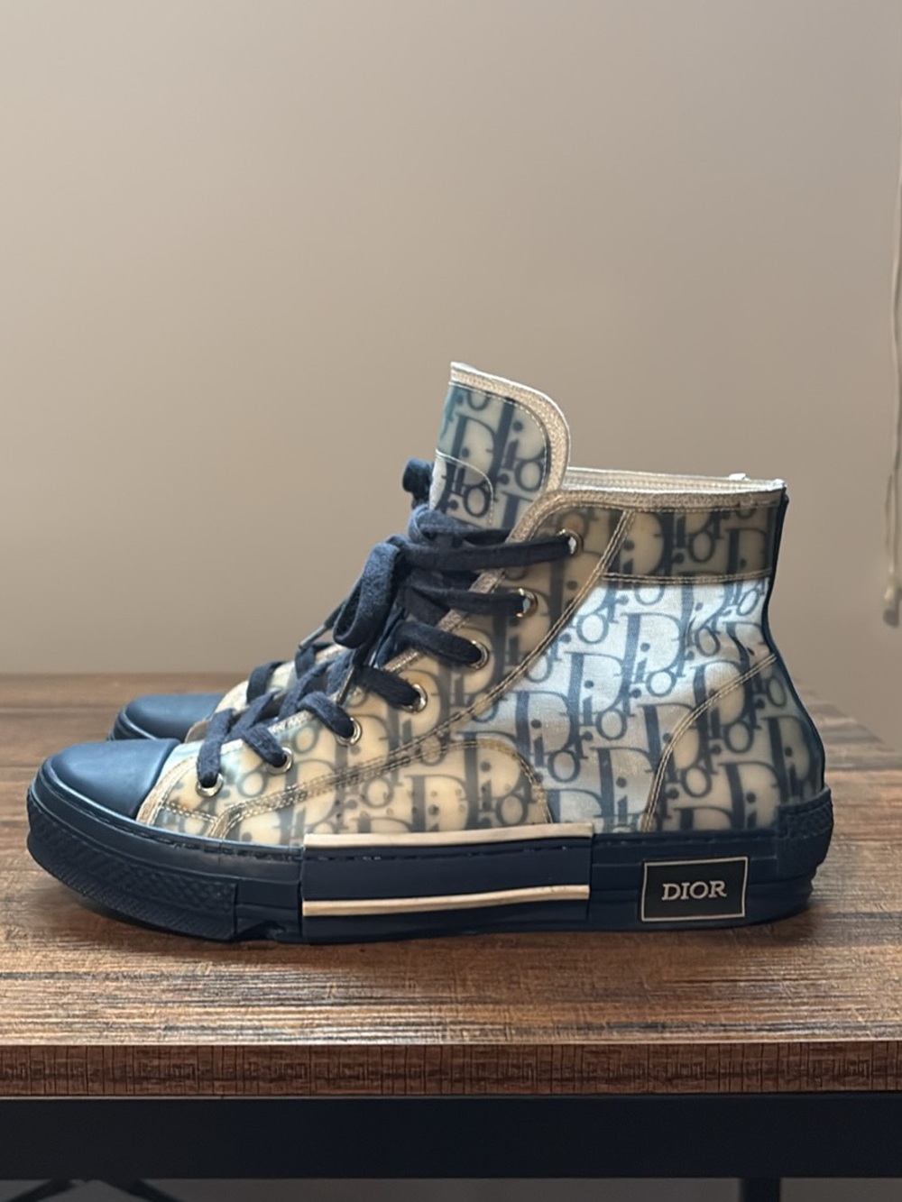 Dior Navy and White Logo High-Top B23 sneakers
